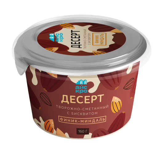 Десерт с бисквитом, фиником и миндалём