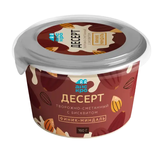Десерт с бисквитом, фиником и миндалём